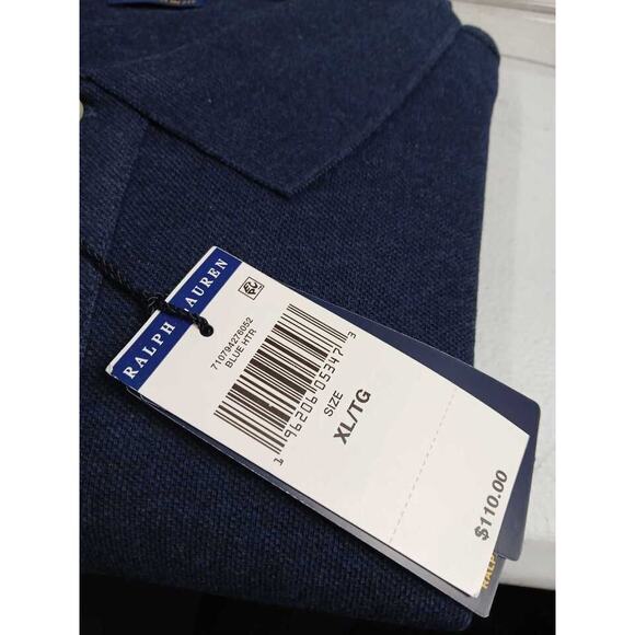 NWT Polo Ralph Lauren Slim Fit Mesh Polo Shirt Blue Crew Neck Size XL - Picture 3 of 3